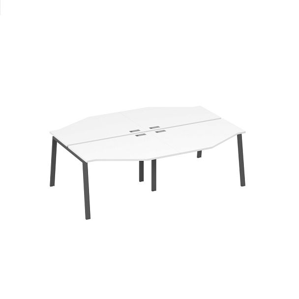 Станция на каркасе TRE столы (4х120) Техно A4 А4 Б3 186-2 БП белый премиум / металлокаркас антрацит - Вид 1