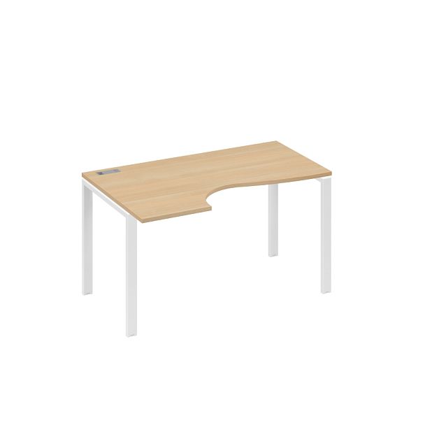 Стол эргономичный левый "Классика" на металлокаркасе UNO A4 А4 Б1 043 БП натуральный дуб / металлокаркас белый - Вид 1