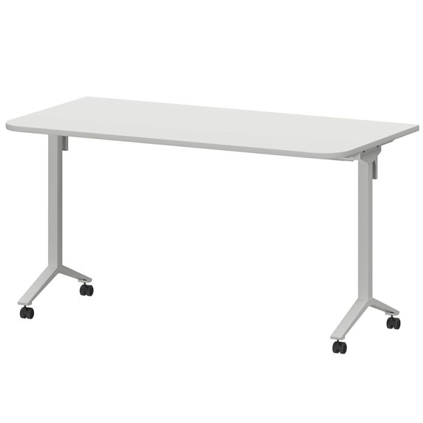 Стол мобильный складной радиусный МБ22-140.70Р Белый/Белый 1400x700x750 Моби - Вид 1