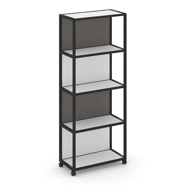 Shelf Mobile Стеллаж 5 уровней 1 секция VR.LT-STK-504.12 Белый Бриллиант/Металл Черный/W-26 1200*400*2000 - Вид 2