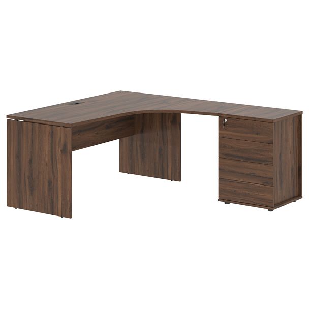 Стол эргономичный с тумбой EDCET 1518(R) Дуб Денвер тёмный/Мокко 1560х1880х750 EDIS - Вид 1