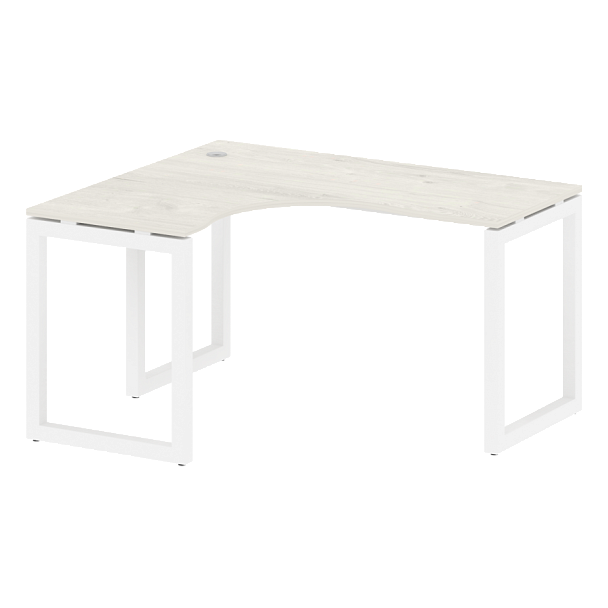 Metal System Quattro Стол криволинейный левый на О-образном м/к 50БО.СА-3 (L) Дуб наварра/Белый металл 1400*1200*750 - Вид 1