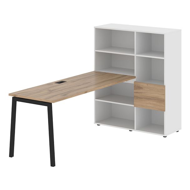 Стол-стеллаж ELRST 1117 Дуб Денвер светлый/Черный/Белый 2190х1120х1355 EDIS - Вид 1