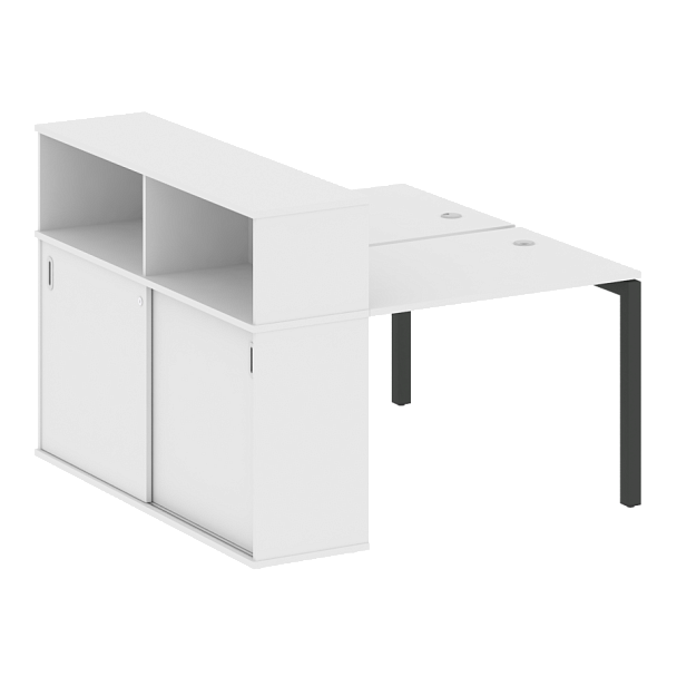 Metal System Quattro Р. ст. с шкафом-купе на П-образном м/к 50БП.РС-СШК-2.1 Т Белый/Антрацит металл 1410*1475*1098 - Вид 1