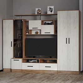 Гостиная Оскар-5 (2500*1920*450) дуб крафт табачный/дуб крафт белый - Фото предпросмотра