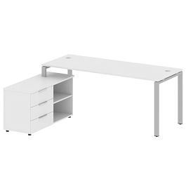 Metal System Р. ст. с тумбой на П-образном м/к БП.РС-СТС-2.5 (L) Белый/Серый металл 1900*1520*750 - Фото предпросмотра