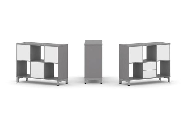 Стайл Проджект Набор стеллажа одностороннего, 2 яруса SN.NS-231 Серый Пепел/Белый/Металл Серый 1121* - Вид 1