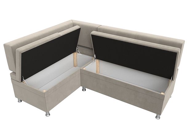 Кухонный уголок Стайл левый (полностью микровельвет бежевый) - Вид 7