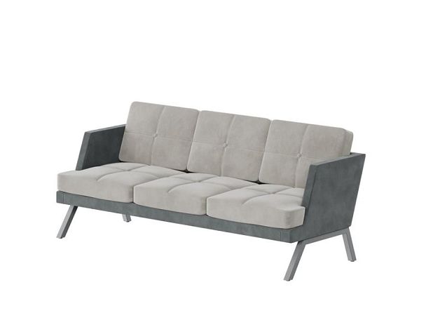 Aldo Диван трёхместный с декором из пуговиц ALDB-03L Storm 022/Storm 017/Металл Серый 2010*875*890 - Вид 1
