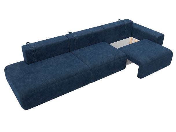 Диван прямой Лига-036 НПБ Модерн Лонг подлокотник справа Велюр синий - Вид 7