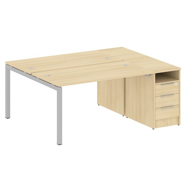 Metal System Quattro Р. ст. с тумбой на П-образном м/к 50БП.РС-СТП-2.3 Акация/Серый металл 1812*1475*750 - Вид 1