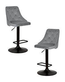 Набор 2 шт Стул барный DOBRIN JOSEPH BLACK (серый велюр (MJ9-75)) - Фото предпросмотра