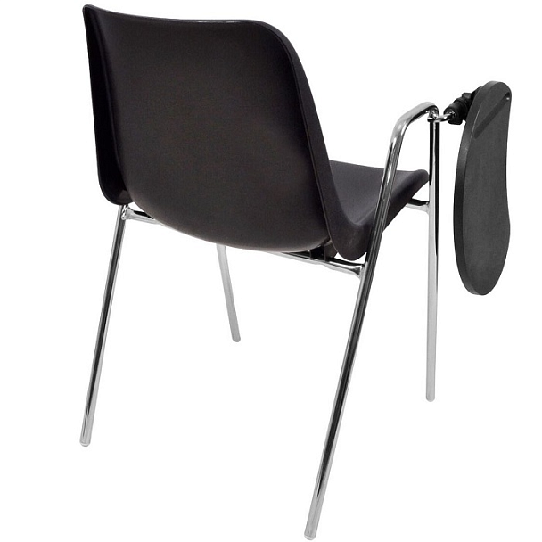 Стул Vicenza (4 ножки с подлокотниками + столик TLT), каркас хром, черный, РП+ИК - Вид 3