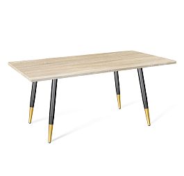 Стол Sheffilton SHT-TU104/120/80 МДФ черный муар/золото/дуб сонома светлый - Фото предпросмотра