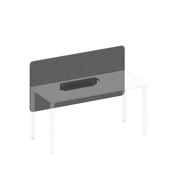 Экран настольный фронтальный тканевый с кабель-каналом Elevo А1 ЧР 858.02 BA50 серый (Bahama Grey) / черный гладкий - Вид 1