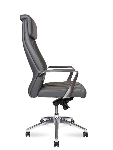 Кресло офисное / Madrid Grey / алюминиевая  база / серая экокожа - Вид 5