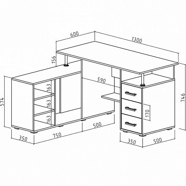Стол письменный Амбер-11 - Вид 2
