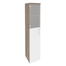 Onix Шкаф высокий узкий левый O.SU-1.7 (L) Тиквуд темный/Белый бриллиант 400*420*1977 - Фото предпросмотра