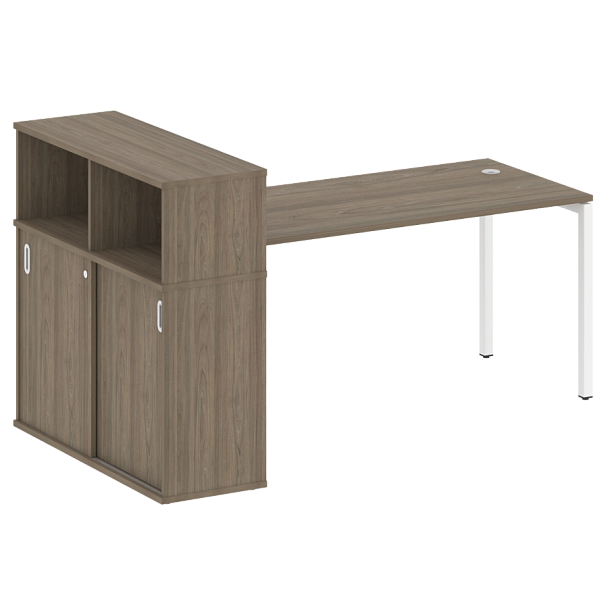 Metal System Quattro Стол письменный с шкафом-купе на П-образном м/к 40БП.РС-СШК-3.4 Т Вяз/Белый металл 2010*1120*1098 - Вид 1