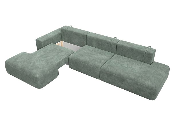 Диван угловой Лига-036 НПБ Модерн Лонг левый угол Велюр зеленый - Вид 7