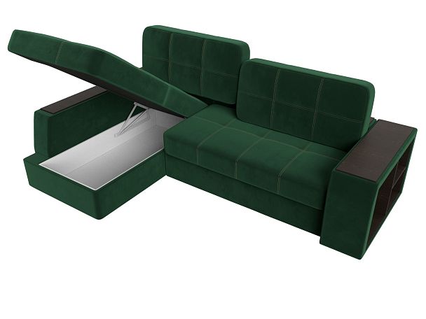 Угловой диван Брюссель левый (полностью велюр зеленый) - Вид 7