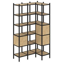 Loft Угловой внутренний стеллаж наборный VR.L-35 Тиквуд светлый/Чёрный металл 1278*862*2280 - Фото предпросмотра