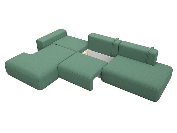 Диван угловой Лига-036 НПБ Модерн Лонг левый угол Рогожка зеленый - Вид 8