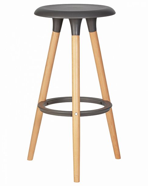 Табурет барный DOBRIN ROYCE (ножки светлый бук, цвет темно-серый (GR-04)) - Вид 1