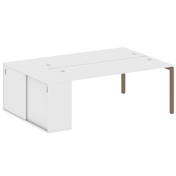 Metal System Quattro Р. ст. с шкафом-купе на П-образном м/к 50БП.РС-СШК-1.5 Т Белый/Мокко металл 2210*1475*750 - Вид 1