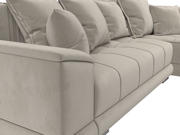 Угловой диван НордСтар правый угол Микровельвет бежевый - Вид 3