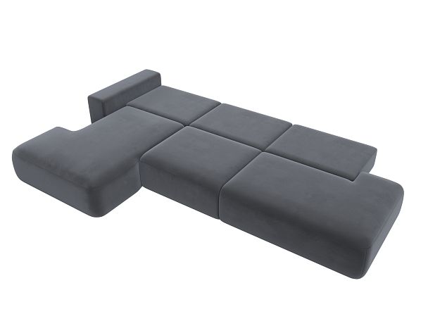 Диван угловой Лига-036 Модерн Лонг левый угол Велюр серый - Вид 10