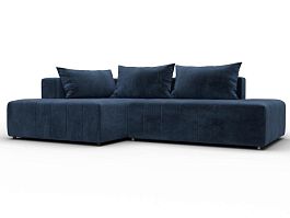 Диван угловой Лига-103 НПБ угол левый Велюр синий - Фото предпросмотра