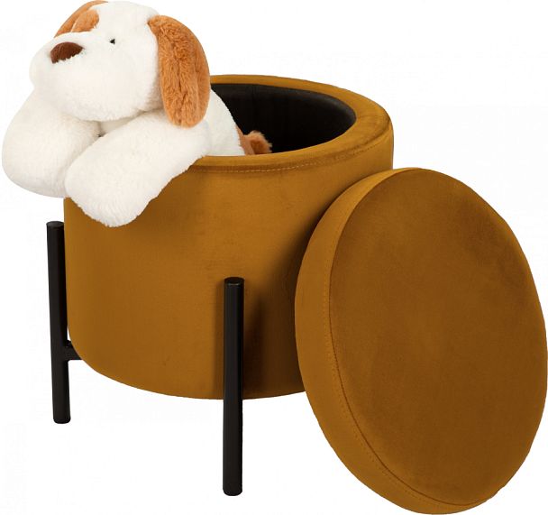 Комплект пуфов Кен с местом для хранения Горчичный велюр Confetti chai tea/черный, 2 шт. - Вид 1