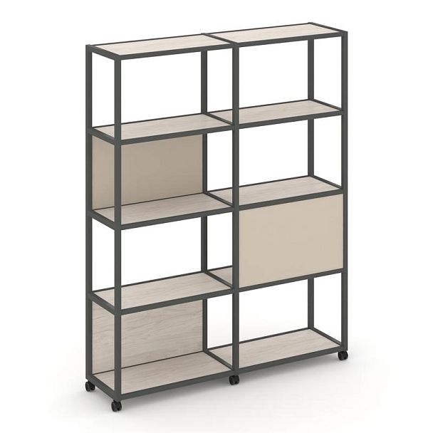 Shelf Mobile Стеллаж 5 уровней 2 секции VR.LT-STK-512.12 Денвер Светлый/Металл Антрацит/W-04 2370*400*2000 - Вид 1