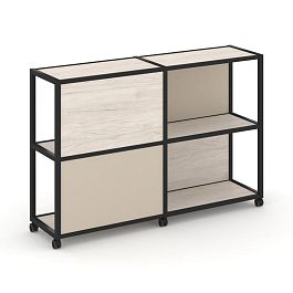 Shelf Mobile Стеллаж 3 уровня 2 секции VR.LT-STK-314.06 Денвер Светлый/Металл Черный/W-04 1170*400*1046 - Фото предпросмотра
