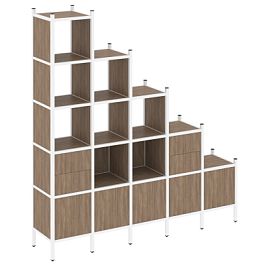 Loft Прямой стеллаж наборный VR.L-23 Дуб аризона/Белый металл 2110*446*2280 - Фото предпросмотра