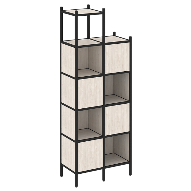 Loft Прямой стеллаж наборный VR.L-20 Денвер светлый/Чёрный металл 862*446*2280 - Вид 1