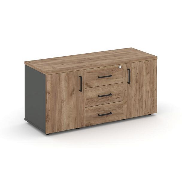 Стайл Проджект Тумба для оргтехники/сервисная SN.TS-002 Антрацит/Дуб Табак/Черный Ручки 1206*460*576 - Вид 1