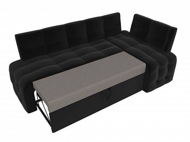Кухонный угловой диван Люксор правый (полностью микровельвет черный) - Вид 5