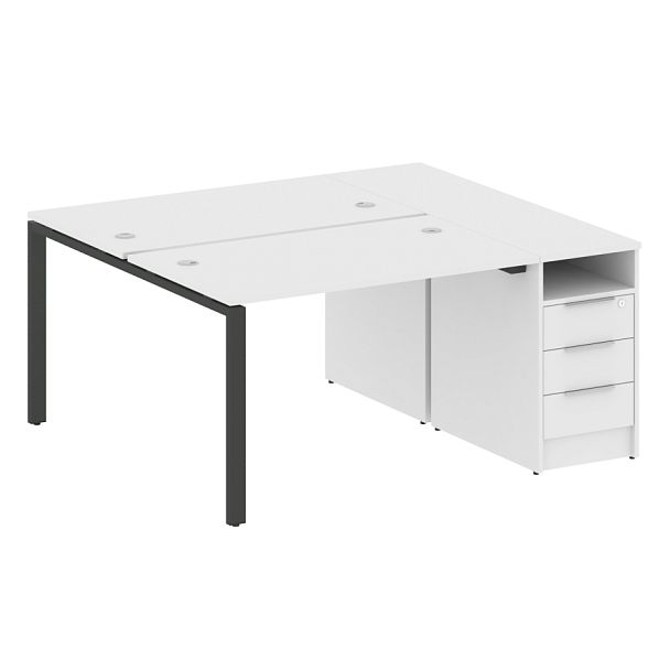 Metal System Р. ст. с тумбой на П-образном м/к БП.РС-СТП-2.2 Белый/Антрацит металл 1612*1475*750 - Вид 1