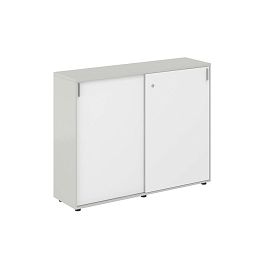 Шкаф купе 1438х400х1125 средний, с замком / корпус цвет: серый бархат, фасады: белый Сигма / Sigma - Фото предпросмотра
