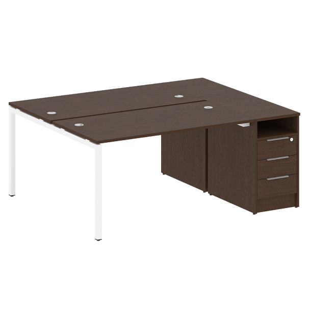 Metal System Quattro Р. ст. с тумбой на П-образном м/к 40БП.РС-СТП-2.3 Венге/Белый металл 1812*1475*750 - Вид 1