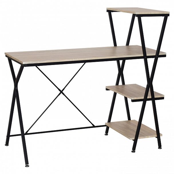 Стол на металлокаркасе BRABIX "LOFT CD-004", 1200х535х1110 мм, 3 полки, цвет дуб натуральный, 641220 - Вид 3