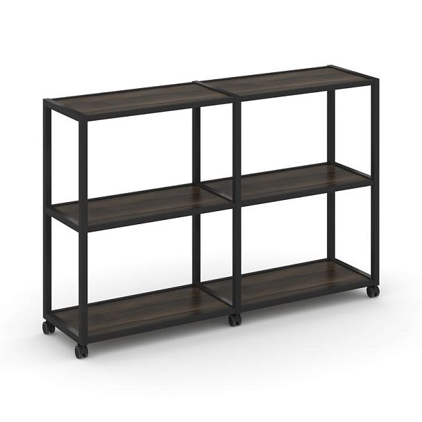 Shelf Mobile Стеллаж 3 уровня 2 секции VR.LT-STK-311.10 Дуб Мали/Металл Черный 1970*400*1046 - Вид 1