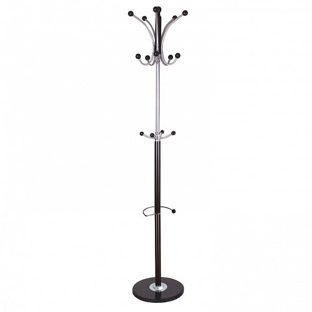 Вешалка-стойка BRABIX "CR-8342" на мраморном диске, металл, 5+4 крючка, цвет черный, 606439 - Вид 2