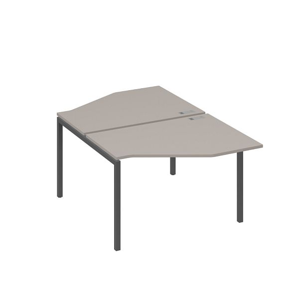 Рабочая станция каркас DUE (2х120) с эргономичными столами Техно A4 А4 Б2 186 БП мокко премиум / металлокаркас антрацит - Вид 1