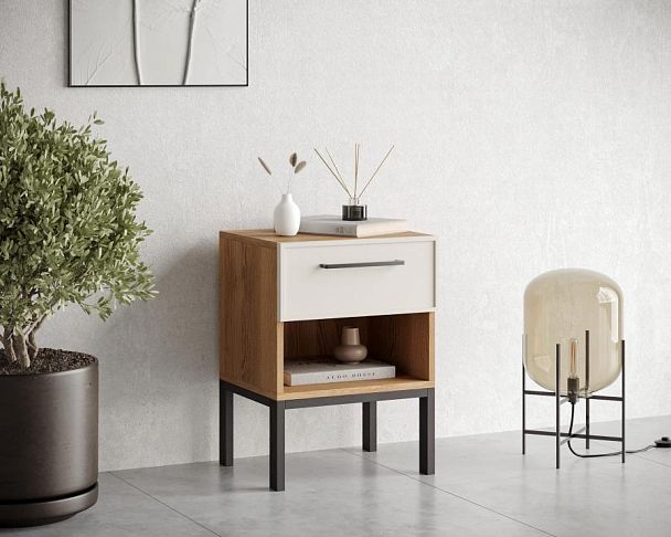 Тумбочка с верхним ящиком Nicole арт NEM11 Белый - Вид 3