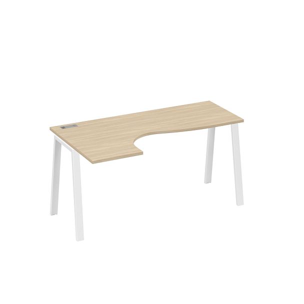 Стол эргономичный левый "Классика" на металлокаркасе TRE A4 А4 Б3 035 БП дуб скандинавский / металлокаркас белый - Вид 1