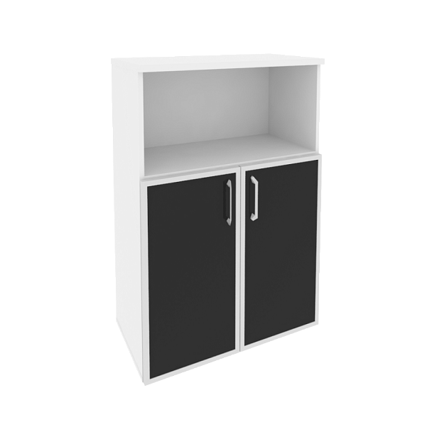 Onix Шкаф средний широкий O.ST-2.2 R black Белый бриллиант/Стекло black 800*420*1207 - Вид 1