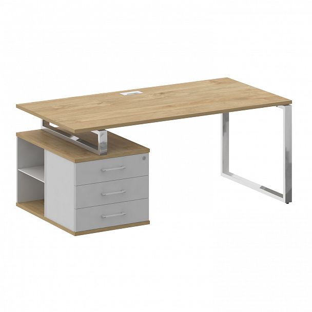 Стол с опорной тумбой "Shift" SK.SRT-180 тиквуд светлый/белый бриллиант - Вид 1